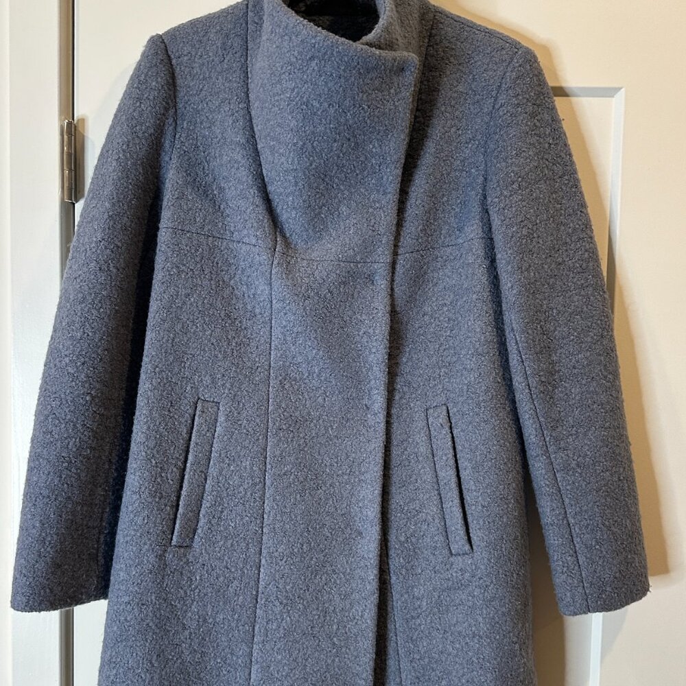 Kenneth Cole Light Blue Wool Boucle Coat